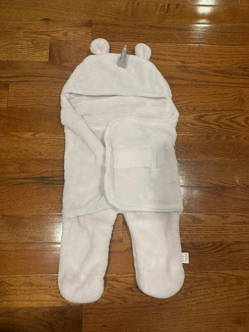 Upsimples 6-12 Months Fleece Swaddle Light Pink Unicorn Bear